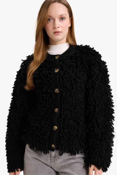 Oversize Fit Crew Neck Cardigan