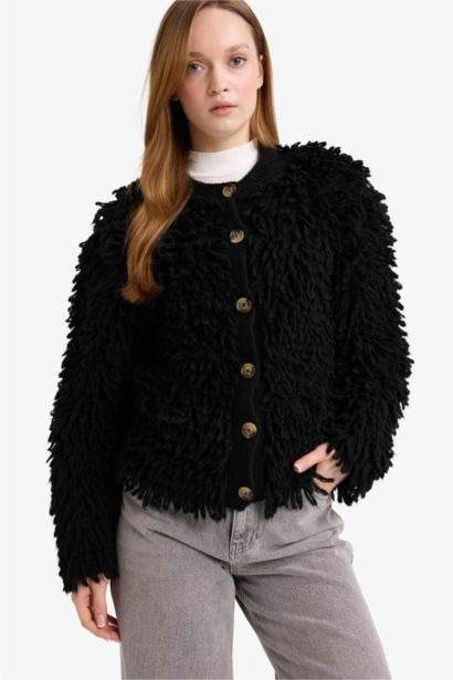 Oversize Fit Crew Neck Cardigan