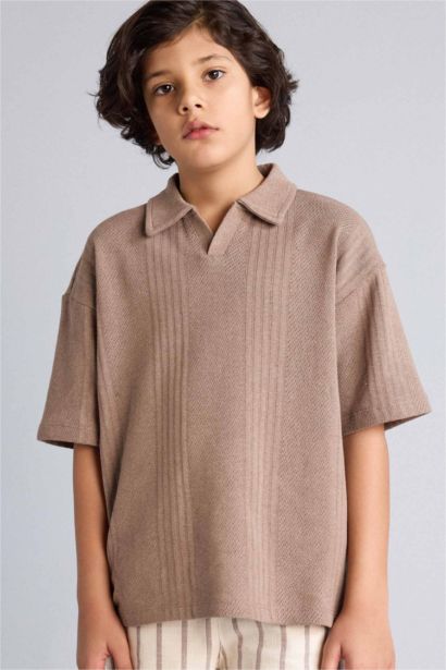 Oversize Fit Short Sleeve Polo T-Shirt