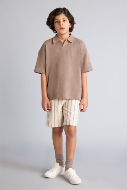 تيشيرت بولو اولادي نص كم اوفر سايز بياقة عالية