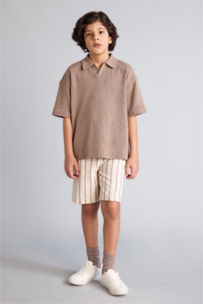 Oversize Fit Short Sleeve Polo T-Shirt