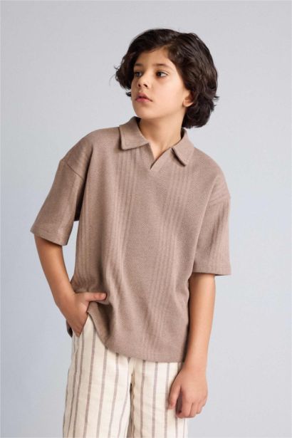 Oversize Fit Short Sleeve Polo T-Shirt
