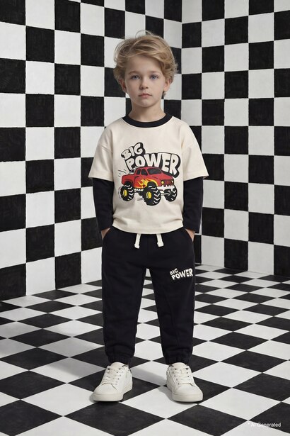Cargo Fit Slogan Elastic Band Trousers