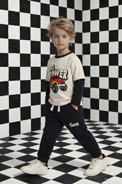 Cargo Fit Slogan Elastic Band Trousers