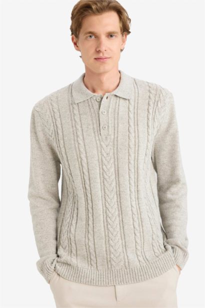 Standard Fit Polo Collar Knitwear Pullover