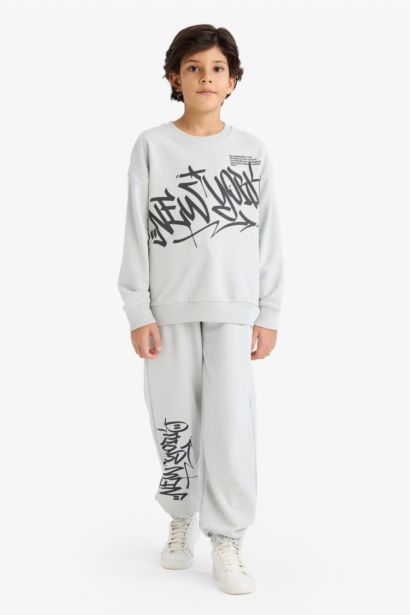 Boy Printed Sweatshirt Sweatpants 2 Piece Set