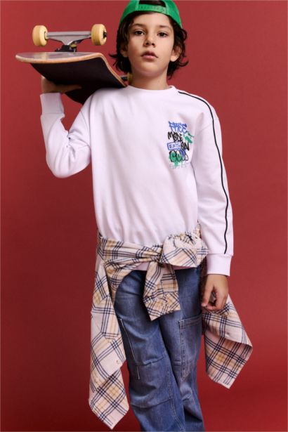 Oversize Fit Printed Long Sleeve T-Shirt