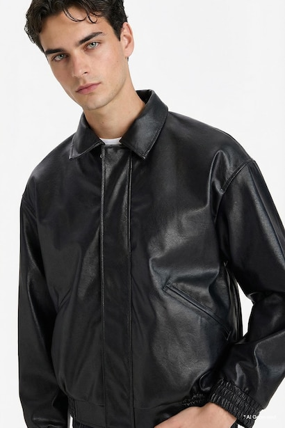 Oversize Suni Deri Ceket