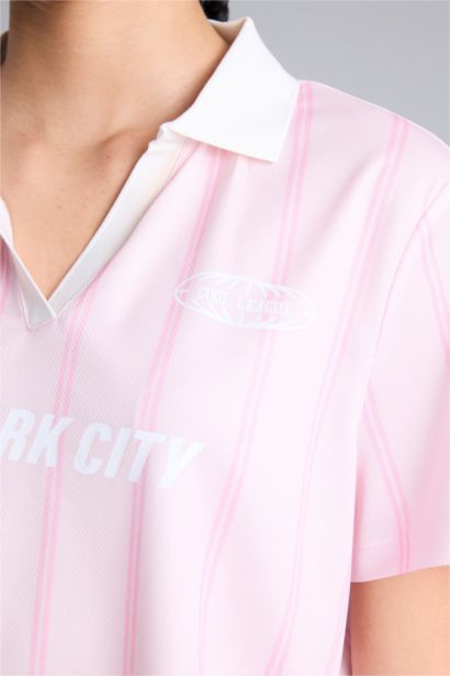 Cropped Fıt Polo Yaka Dijital Baskılı Baskılı Sporcu Tül Kısa Kollu Polo Tişört