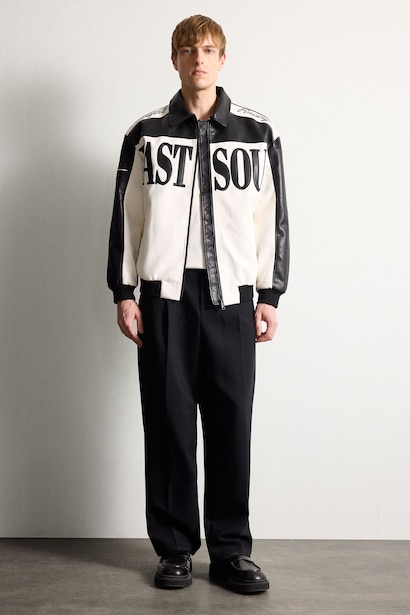 Oversize Zip-Up Faux Leather Jacket