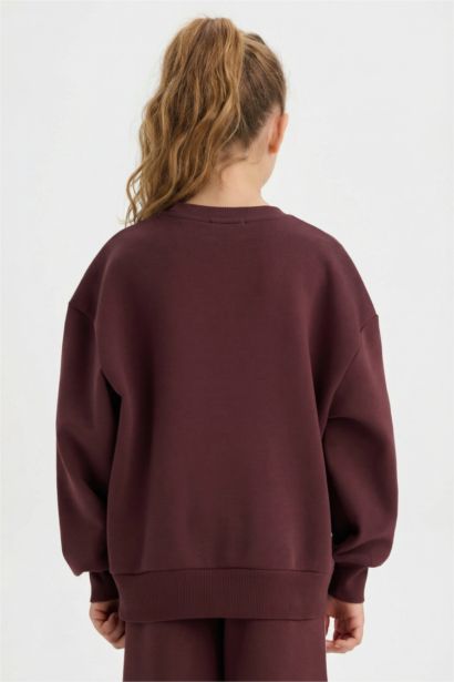 Girl Overshirt Fit Stoned Thick Fabric Sweatshirt