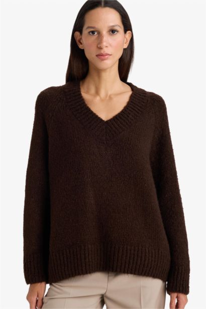 Oversize Fit V-Neck Knitwear Pullover