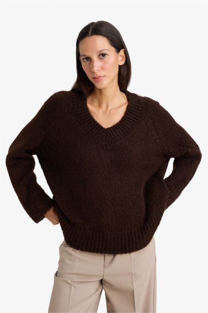 Oversize Fit V-Neck Knitwear Pullover