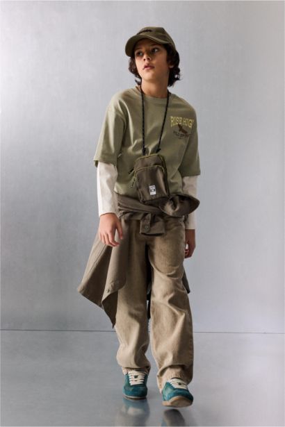 تيشيرت ردن طويل ولادي اوفر سايز وياخة مستديرة