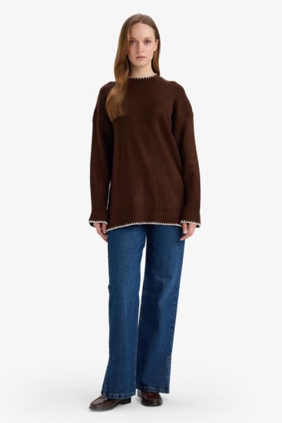 Regular Fit Bisiklet Yaka Triko Kazak Tunik