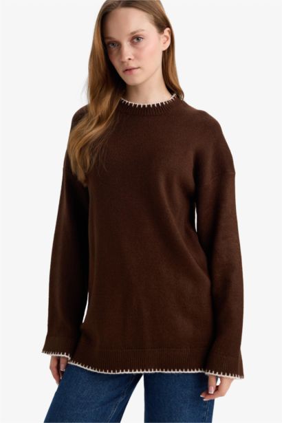 Regular Fit Bisiklet Yaka Triko Kazak Tunik