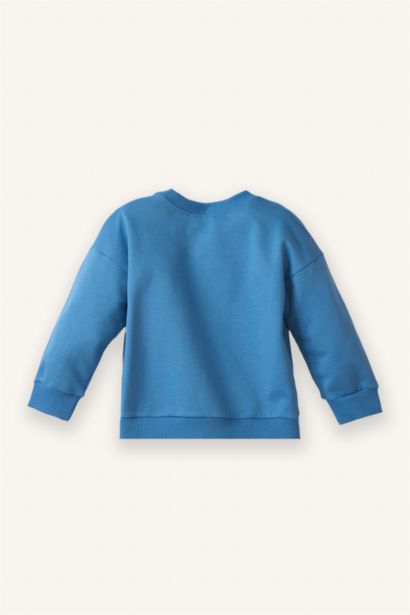 Baby Boy Oversize Fit Crew Neck Patterned 2 Piece Sweatshirt