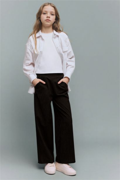 بنطلون بناتي وايد ليج برجل واسع