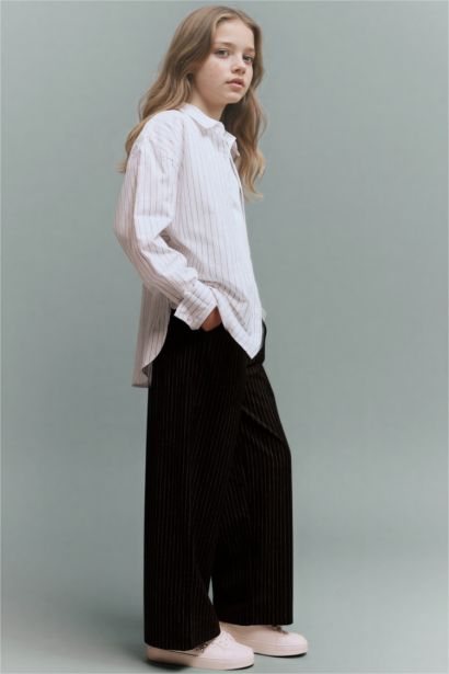 بنطلون بناتي وايد ليج برجل واسع