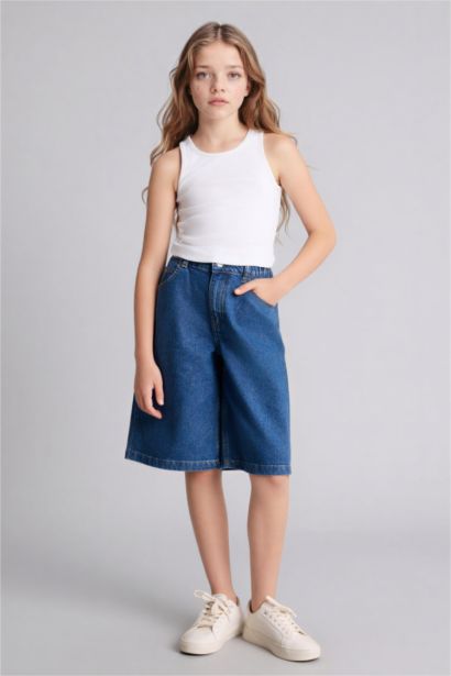 شورت جينز وايد ليج برجل واسع