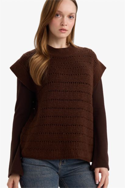 Regular Fit Crew Neck Knit Vest