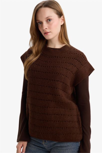 Regular Fit Crew Neck Knit Vest