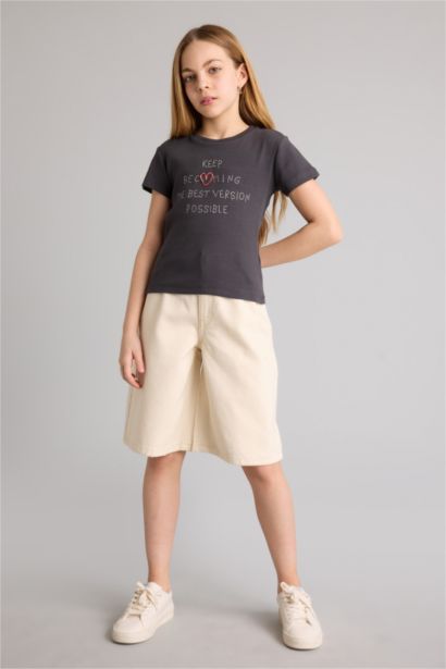 شورت جينز وايد ليج برجل واسع