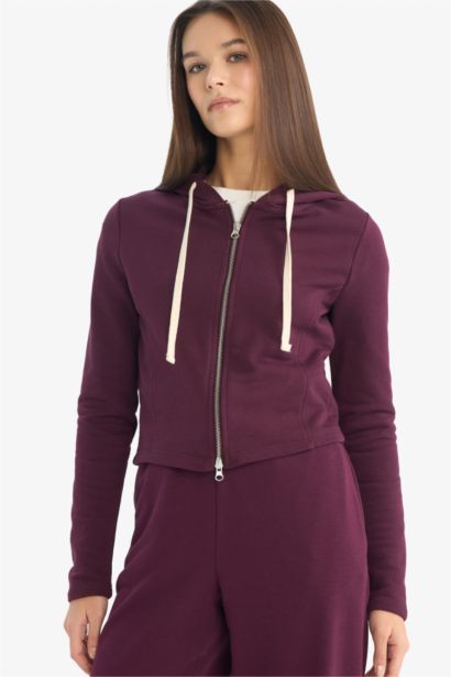 Oversize Kapüşonlu Fermuarlı Sweatshirt