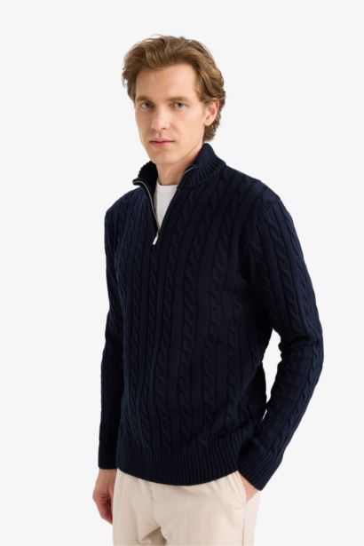 Standard Fit Zipper Knitwear Pullover