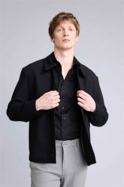 Regular Fit Polo Collar Lined Blazer