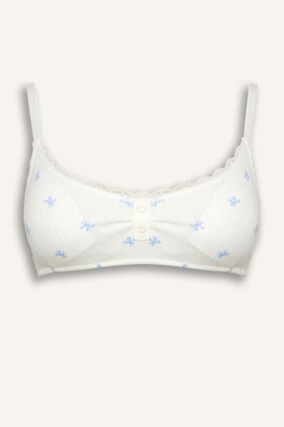 Dantel Detaylı Ribana Çıkarılabilir Pedli Balensiz Bralet