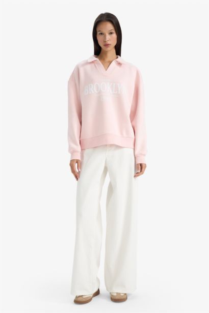 Relax Fit Printed Long Sleeve Sweatshirt