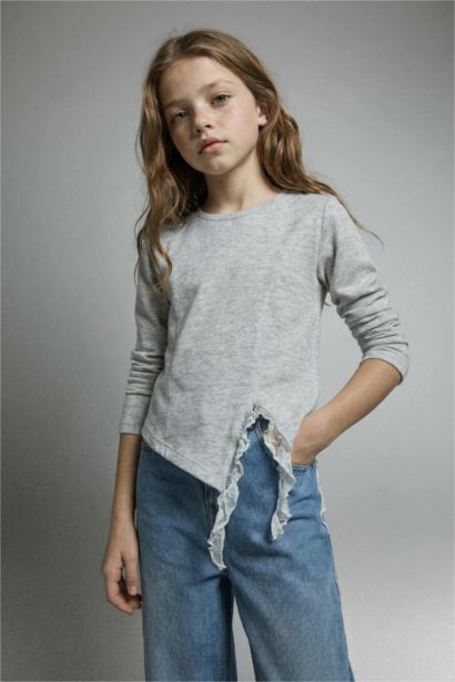 Girl Slim Fit Lace Detail Ribbed Camisole T-Shirt