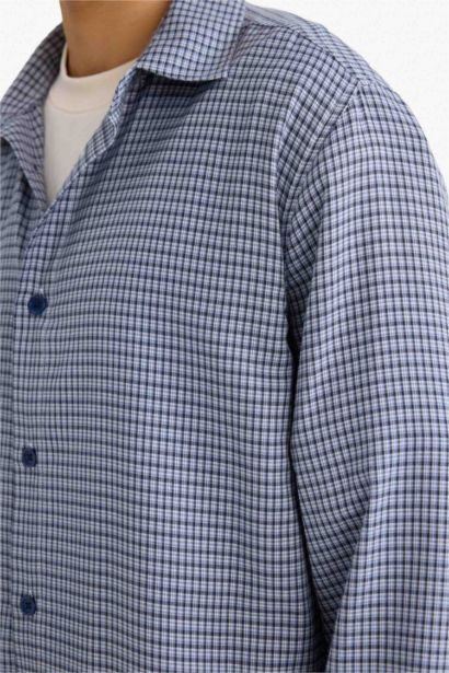 Boxy Fit Plaid Woven Long Sleeve Shirt