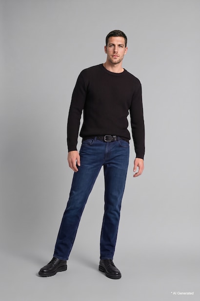 Relaxed Fit Bisiklet Yaka Basic Kazak