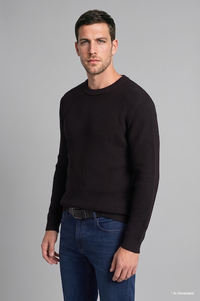 Relaxed Fit Bisiklet Yaka Basic Kazak