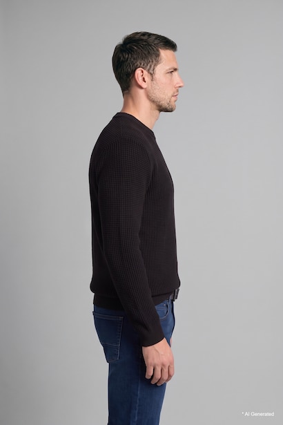 Relaxed Fit Bisiklet Yaka Basic Kazak