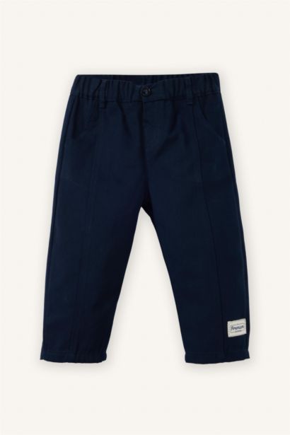 Baby Boy Balloon Fit Label Print Gabardine Trousers