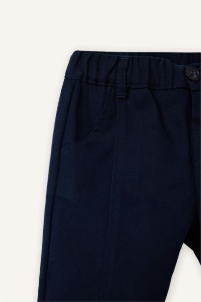 Baby Boy Balloon Fit Label Print Gabardine Trousers