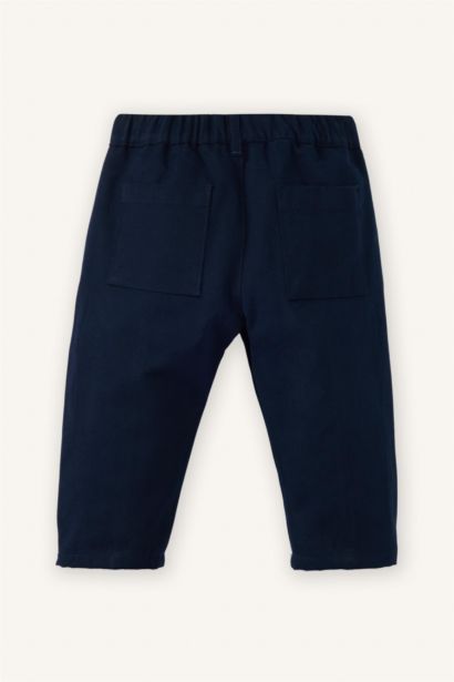 Baby Boy Balloon Fit Label Print Gabardine Trousers