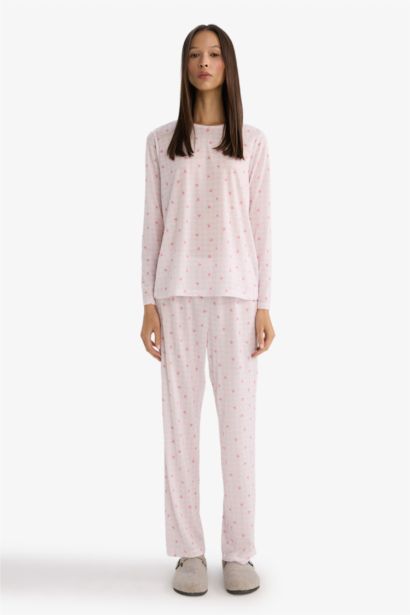 Regular Fit Patterned Top Bottom 2 Piece Pajama Set