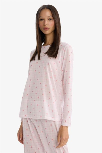 Regular Fit Patterned Top Bottom 2 Piece Pajama Set