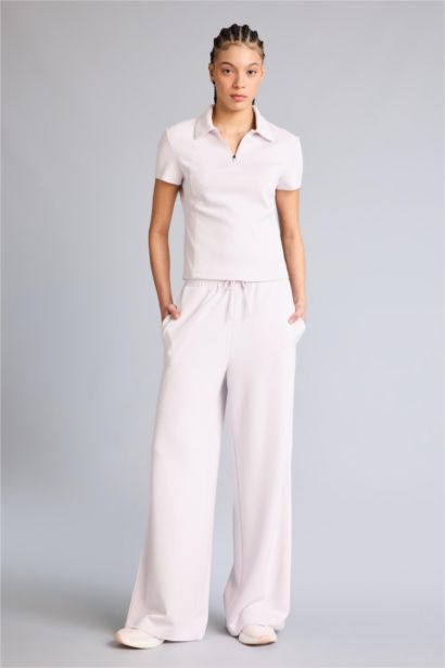 Спортивные брюки Wide Leg из модала со стандартной длиной и широкими штанинами