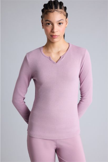 Slım Fıt Bisiklet Yaka Sporcu Modal Uzun Kollu Tişört