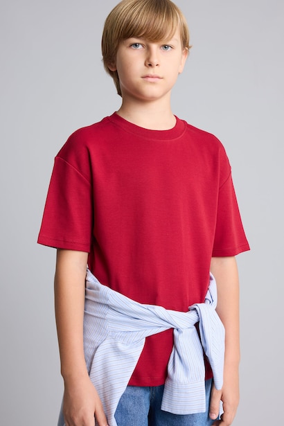 %100 Pamuk Oversize Basic Tişört Erkek Çocuk