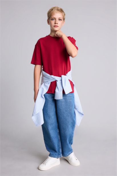 %100 Pamuk Oversize Basic Tişört Erkek Çocuk