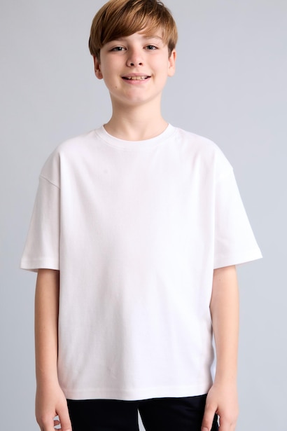 Boy Oversize Fit 100% Cotton Crew Neck Short Sleeve T-Shirt