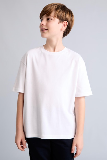 Boy Oversize Fit 100% Cotton Crew Neck Short Sleeve T-Shirt