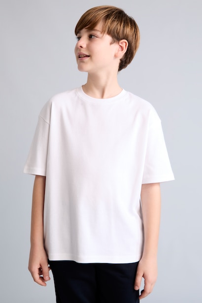 Boy Oversize Fit 100% Cotton Crew Neck Short Sleeve T-Shirt