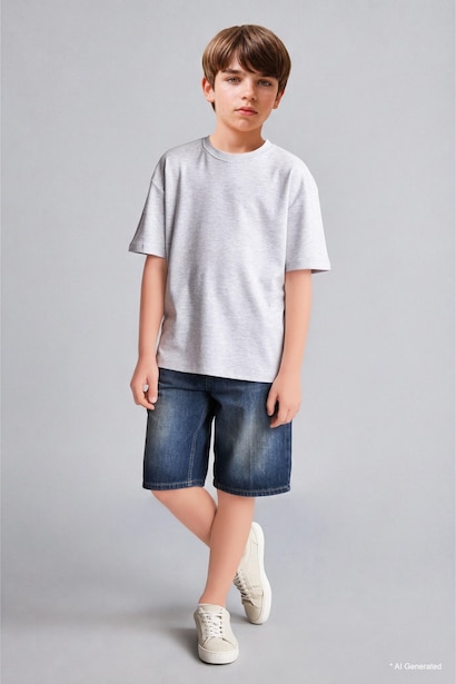 Boy Oversize Crew Neck Basic T-Shirt